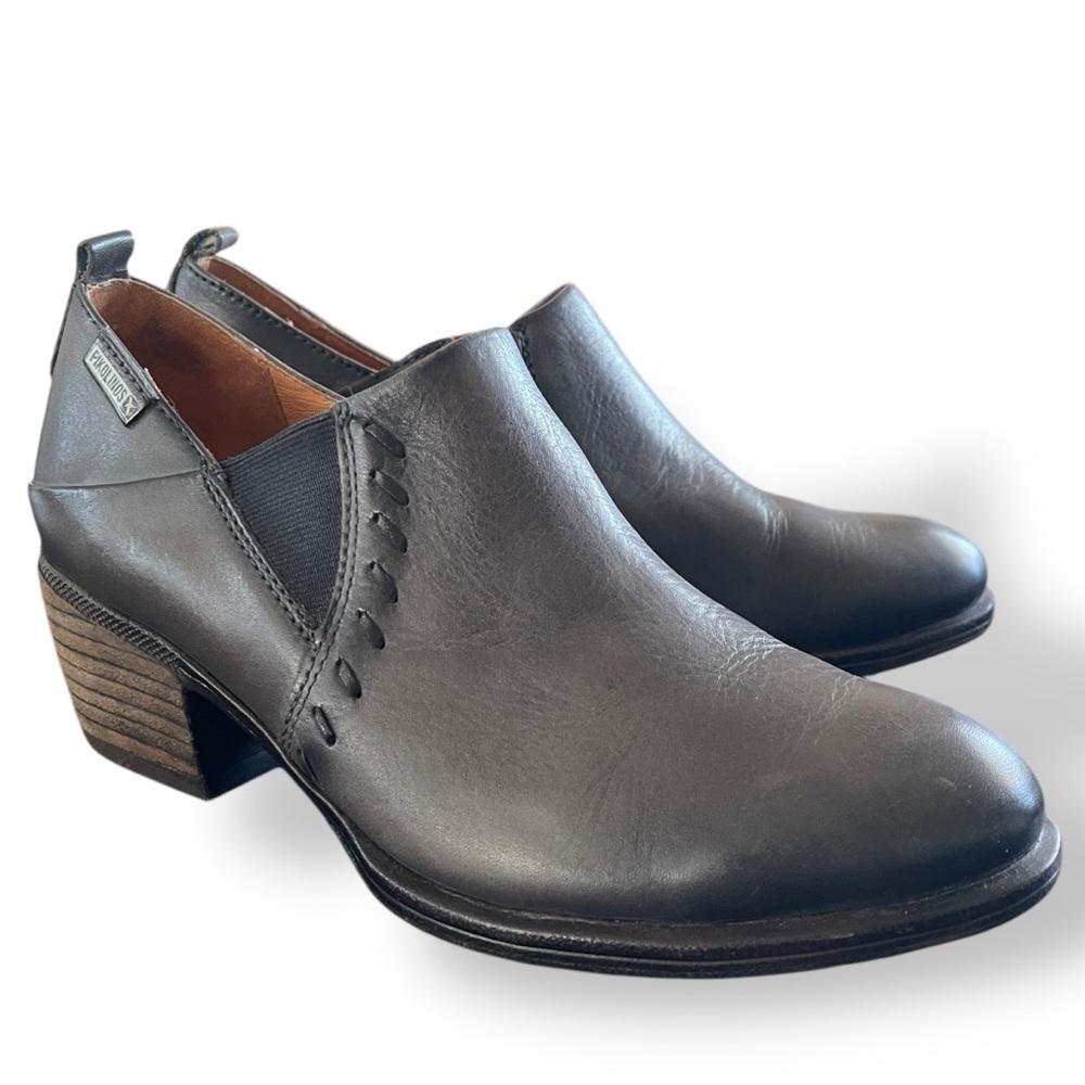 Pikolinos Andorra Chunky Heel Ankle‎ Leather Booties in Burnished gray Boho 37